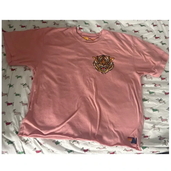 Aviator Nation tiger print boyfriend Tee, Sz Medium - Picture 1 of 3